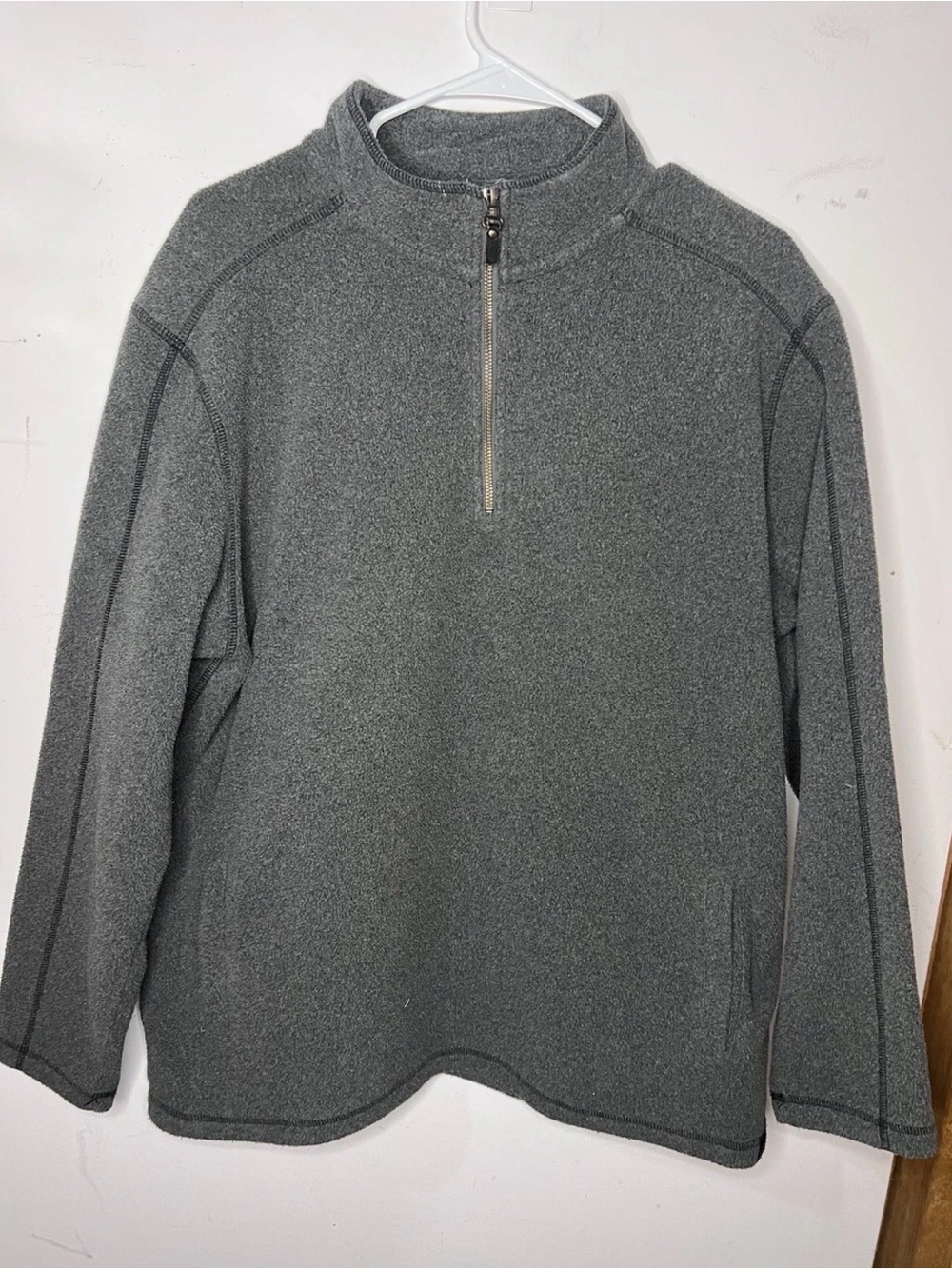 Harley Davidson 1/4 Zip Jacket Fleece Gray Black Pullover Shirt Size L Mens